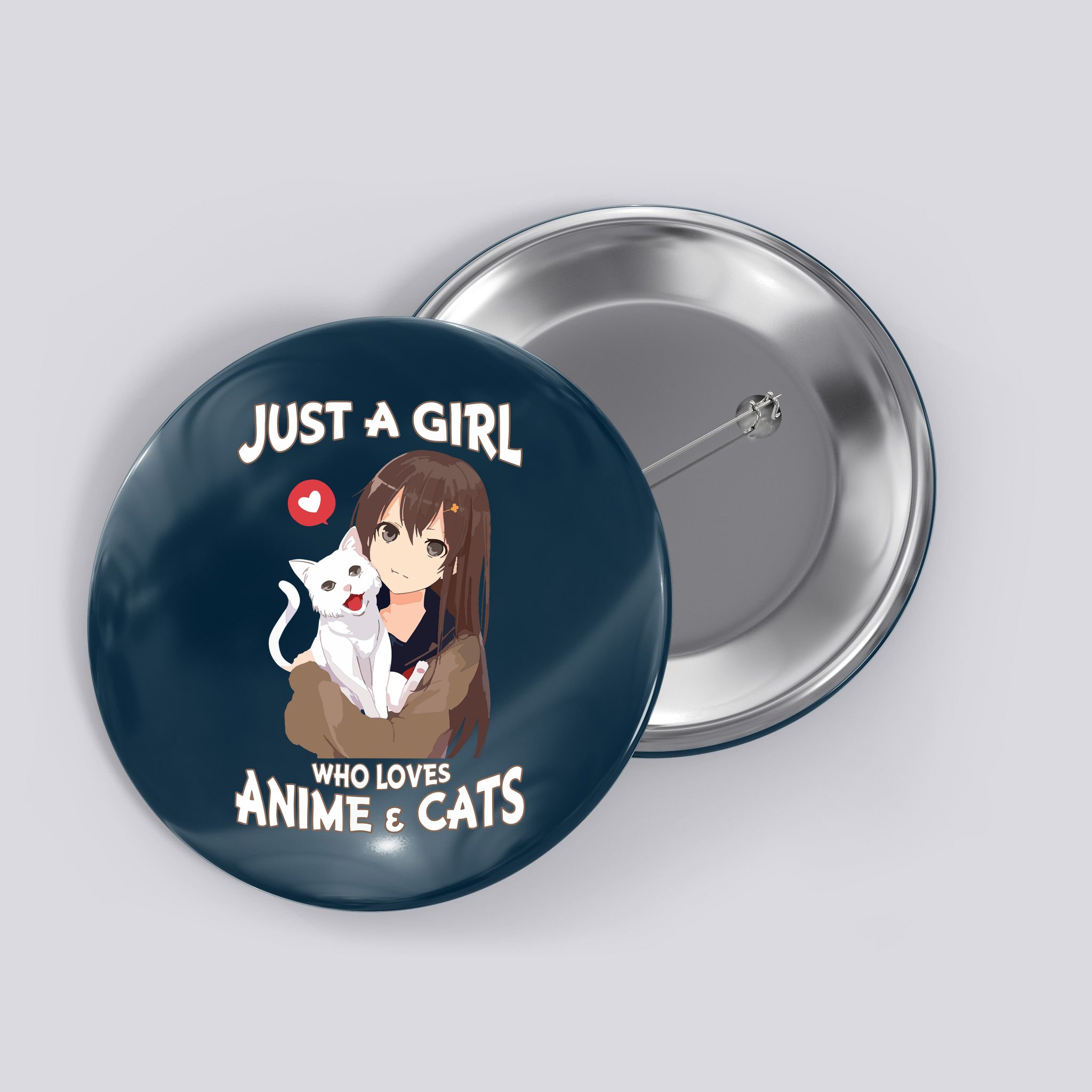 Just A Girl Who Loves Anime & Cats Cute Gifts Button