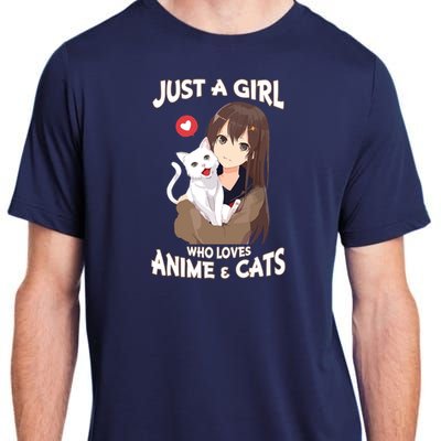 Just A Girl Who Loves Anime & Cats Cute Gifts Adult ChromaSoft Performance T-Shirt