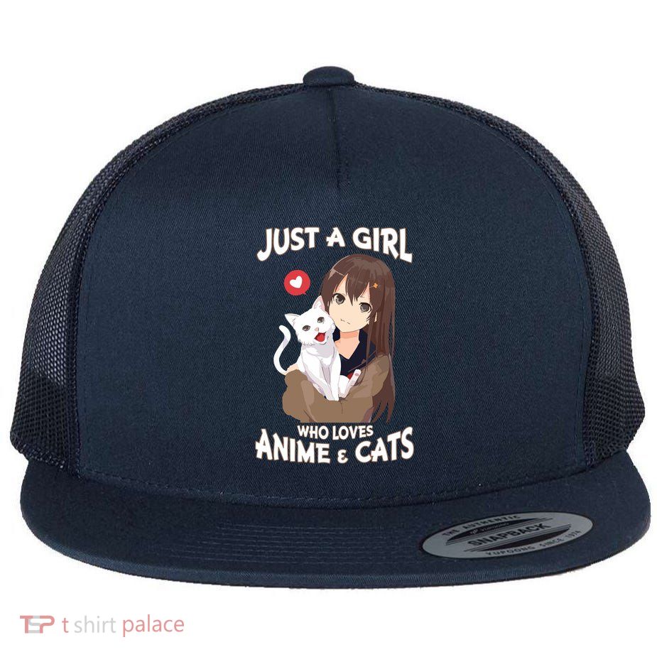 Just A Girl Who Loves Anime & Cats Cute Gifts Flatbill Hat