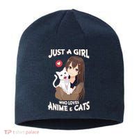 Just A Girl Who Loves Anime & Cats Cute Gifts Sustainable Beanie