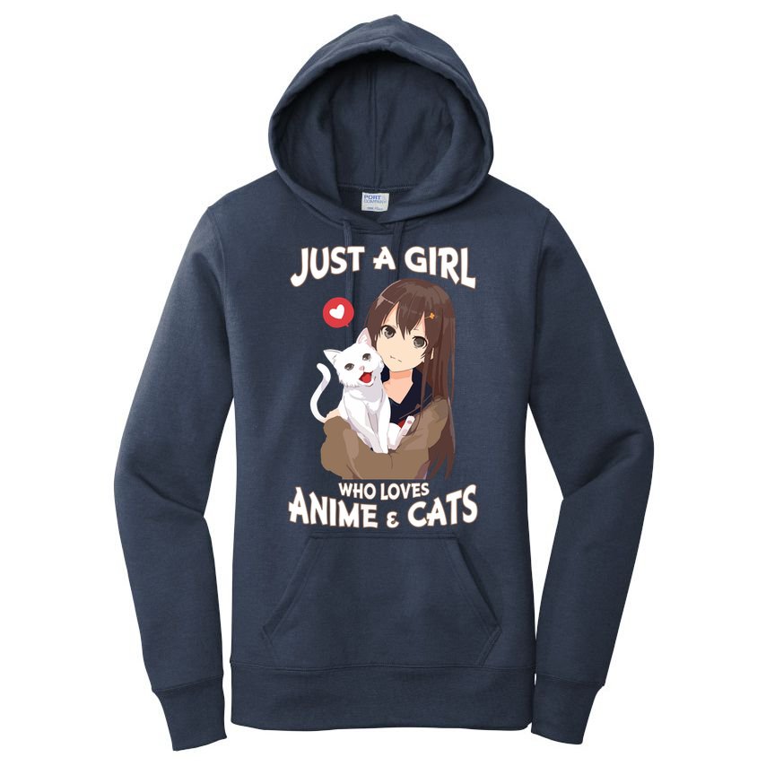 Just A Girl Who Loves Anime & Cats Cute Gifts Women's Pullover Hoodie
