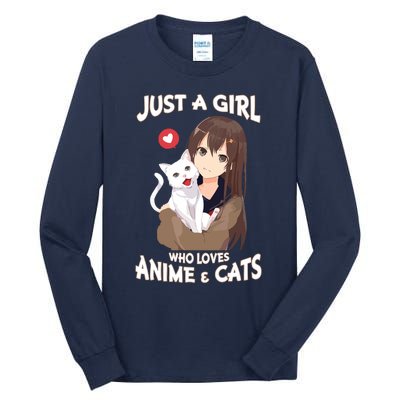 Just A Girl Who Loves Anime & Cats Cute Gifts Tall Long Sleeve T-Shirt