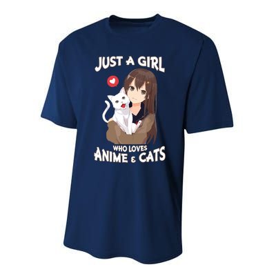 Just A Girl Who Loves Anime & Cats Cute Gifts Performance Sprint T-Shirt