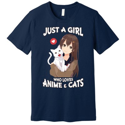 Just A Girl Who Loves Anime & Cats Cute Gifts Premium T-Shirt