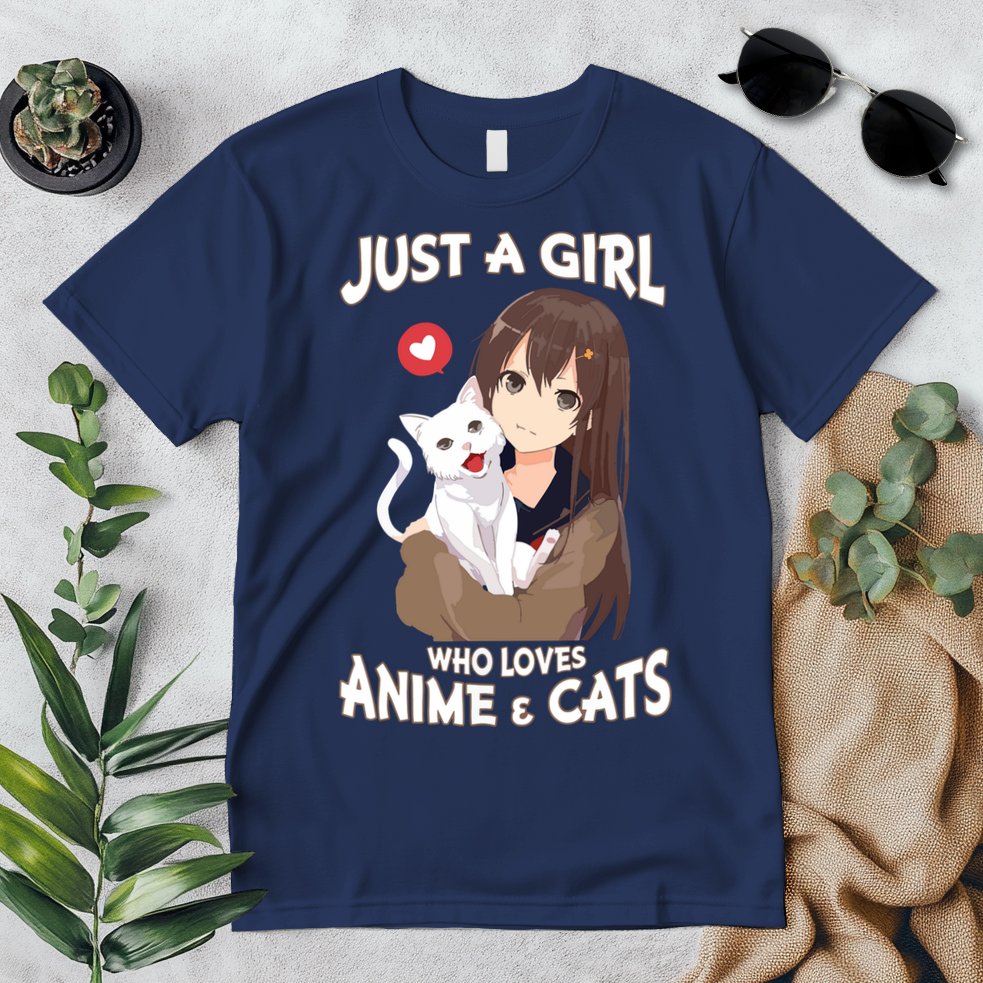 Just A Girl Who Loves Anime & Cats Cute Gifts Premium T-Shirt