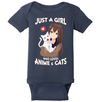 Just A Girl Who Loves Anime & Cats Cute Gifts Baby Bodysuit