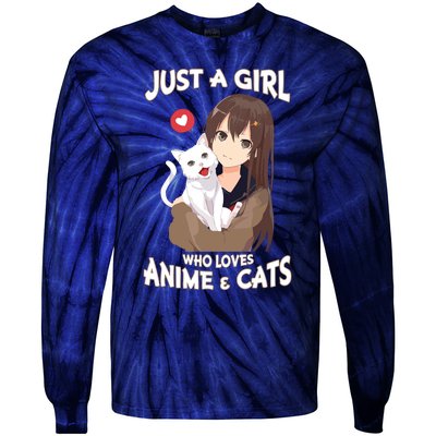 Just A Girl Who Loves Anime & Cats Cute Gifts Tie-Dye Long Sleeve Shirt