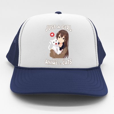 Just A Girl Who Loves Anime & Cats Cute Gifts Trucker Hat