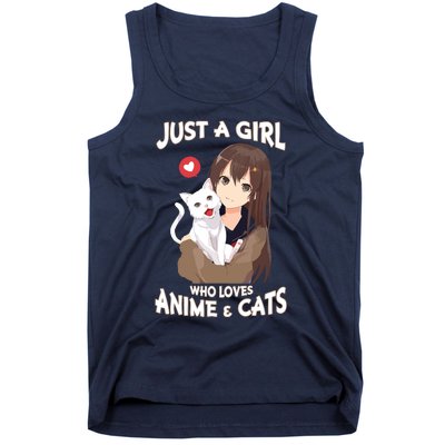 Just A Girl Who Loves Anime & Cats Cute Gifts Tank Top