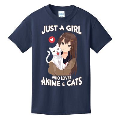 Just A Girl Who Loves Anime & Cats Cute Gifts Kids T-Shirt
