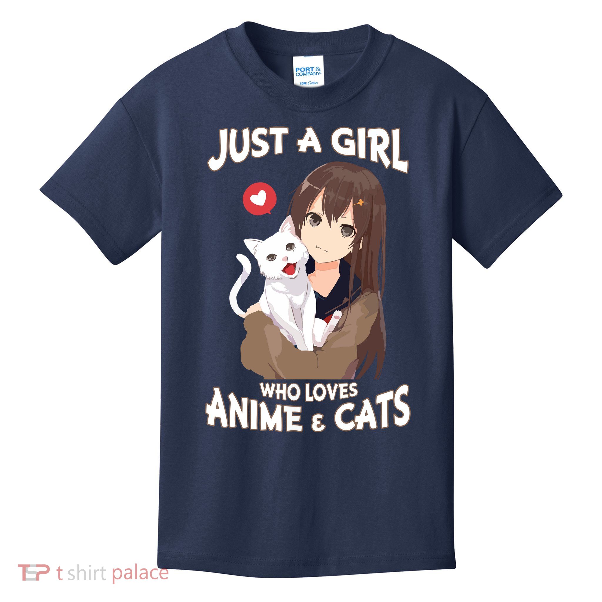 Just A Girl Who Loves Anime & Cats Cute Gifts Kids T-Shirt