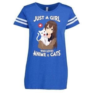 Just A Girl Who Loves Anime & Cats Cute Gifts Enza Ladies Jersey Football T-Shirt