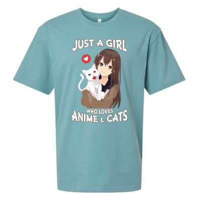 Just A Girl Who Loves Anime & Cats Cute Gifts Sueded Cloud Jersey T-Shirt