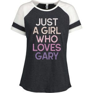 Just A Girl Who Loves Gary Name Enza Ladies Jersey Colorblock Tee