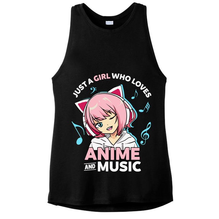 Just A Girl Who Loves Anime and Music Wo Anime Teen Girl Ladies PosiCharge Tri-Blend Wicking Tank