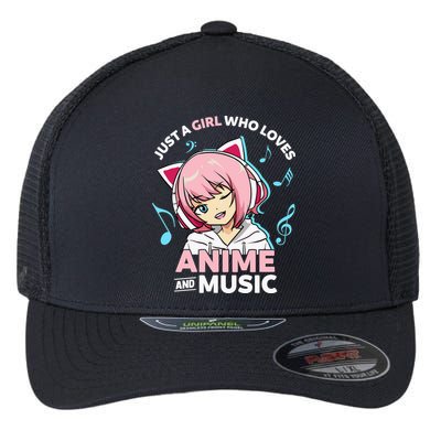 Just A Girl Who Loves Anime and Music Wo Anime Teen Girl Flexfit Unipanel Trucker Cap