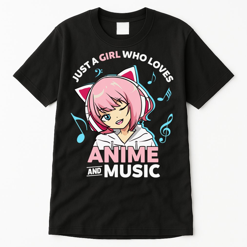 Just A Girl Who Loves Anime and Music Wo Anime Teen Girl Tall T-Shirt