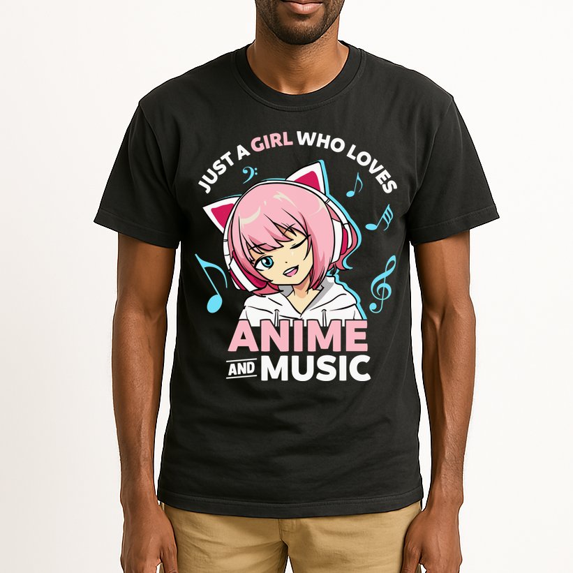Just A Girl Who Loves Anime and Music Wo Anime Teen Girl Tall T-Shirt