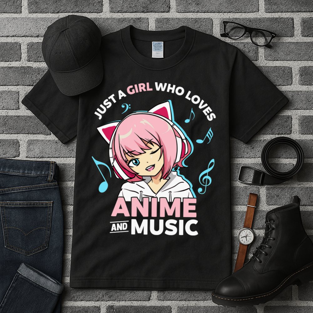 Just A Girl Who Loves Anime and Music Wo Anime Teen Girl Tall T-Shirt