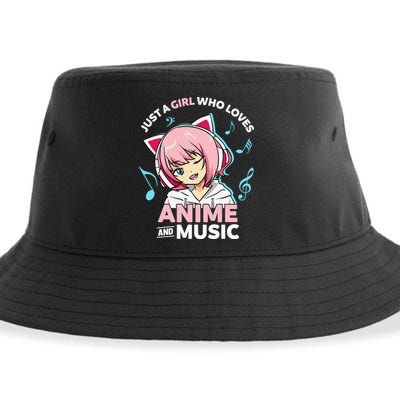 Just A Girl Who Loves Anime and Music Wo Anime Teen Girl Sustainable Bucket Hat