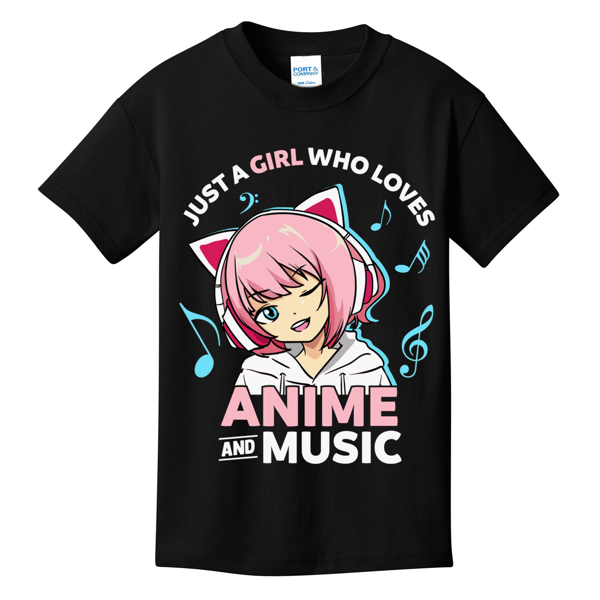Just A Girl Who Loves Anime and Music Wo Anime Teen Girl Kids T-Shirt