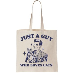 Just A Guy Who Loves Cats Funny Retro Design Tote Bag