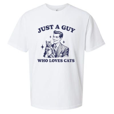 Just A Guy Who Loves Cats Funny Retro Design Sueded Cloud Jersey T-Shirt