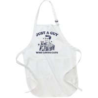 Just A Guy Who Loves Cats Funny Retro Design Full-Length Apron With Pockets