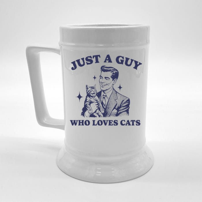 Just A Guy Who Loves Cats Funny Retro Design Beer Stein