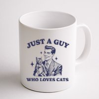 Just A Guy Who Loves Cats Funny Retro Design Coffee Mug