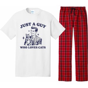 Just A Guy Who Loves Cats Funny Retro Design Pajama Set