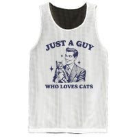 Just A Guy Who Loves Cats Funny Retro Design Mesh Reversible Basketball Jersey Tank