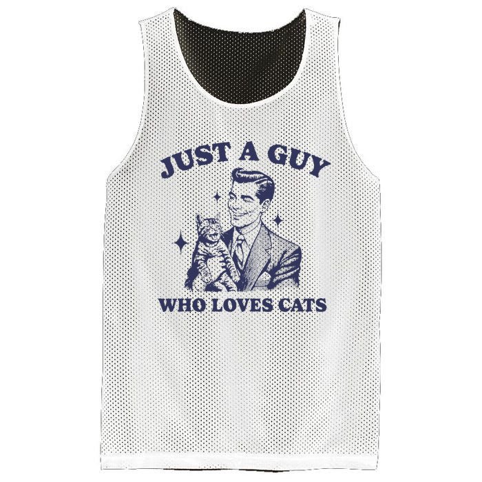 Just A Guy Who Loves Cats Funny Retro Design Mesh Reversible Basketball Jersey Tank