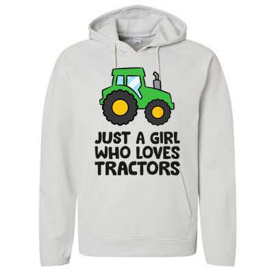 Just A Girl Who Loves Tractors Performance Fleece Hoodie