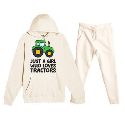 Just A Girl Who Loves Tractors Premium Hooded Sweatsuit Set