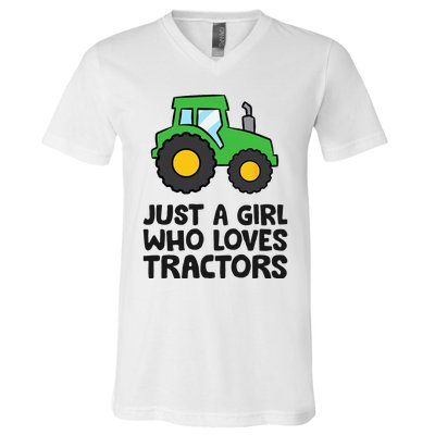 Just A Girl Who Loves Tractors V-Neck T-Shirt