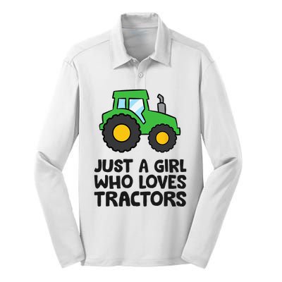 Just A Girl Who Loves Tractors Silk Touch Performance Long Sleeve Polo