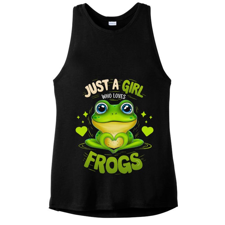 Just A Girl Who Loves Frogs Funny Frog Lover Girl Woman Ladies PosiCharge Tri-Blend Wicking Tank