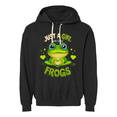 Just A Girl Who Loves Frogs Funny Frog Lover Girl Woman Garment-Dyed Fleece Hoodie