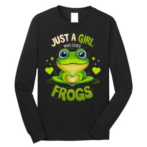 Just A Girl Who Loves Frogs Funny Frog Lover Girl Woman Long Sleeve Shirt