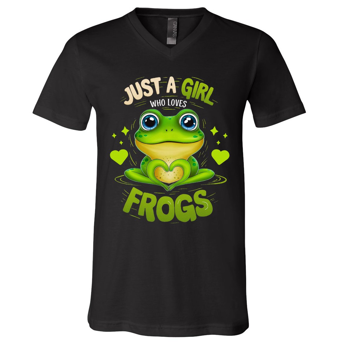 Just A Girl Who Loves Frogs Funny Frog Lover Girl Woman V-Neck T-Shirt