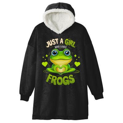 Just A Girl Who Loves Frogs Funny Frog Lover Girl Woman Hooded Wearable Blanket