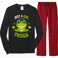 Just A Girl Who Loves Frogs Funny Frog Lover Girl Woman Long Sleeve Pajama Set