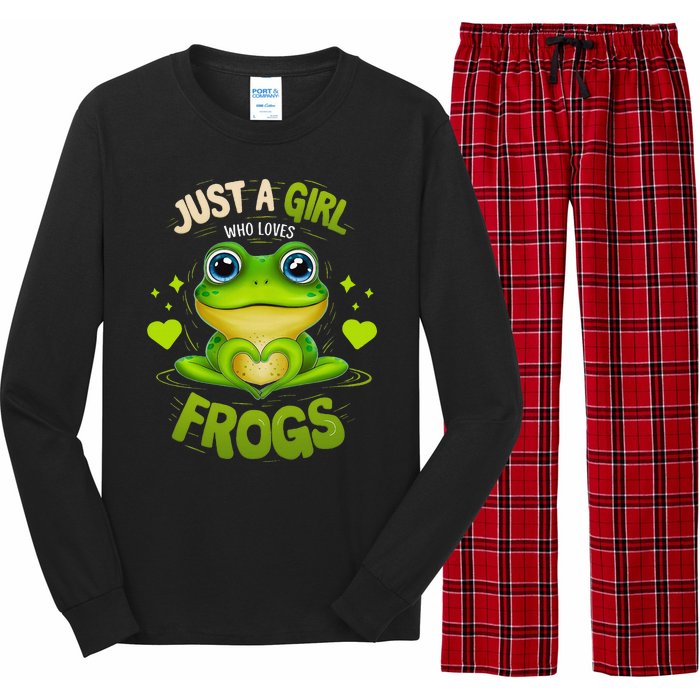 Just A Girl Who Loves Frogs Funny Frog Lover Girl Woman Long Sleeve Pajama Set