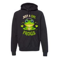 Just A Girl Who Loves Frogs Funny Frog Lover Girl Woman Premium Hoodie