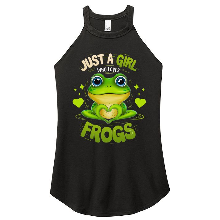 Just A Girl Who Loves Frogs Funny Frog Lover Girl Woman Women's Perfect Tri Rocker Tank