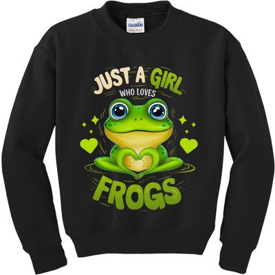 Just A Girl Who Loves Frogs Funny Frog Lover Girl Woman Kids Sweatshirt