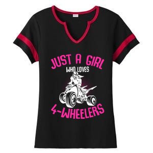 Just A Girl Who Loves 4 Wheelers Atv Quad Ladies Halftime Notch Neck Tee