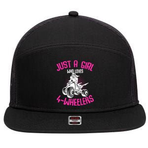 Just A Girl Who Loves 4 Wheelers Atv Quad 7 Panel Mesh Trucker Snapback Hat