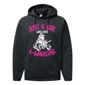 Just A Girl Who Loves 4 Wheelers Atv Quad Performance Fleece Hoodie